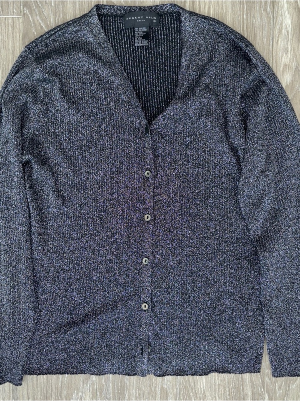 august silk women’s Black and sparkly Marled V-Neck Cardigan